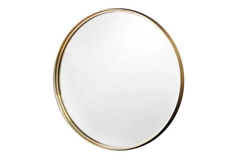 Miroir mural rond PORTRAIT 50cm cadre métal doré fait main