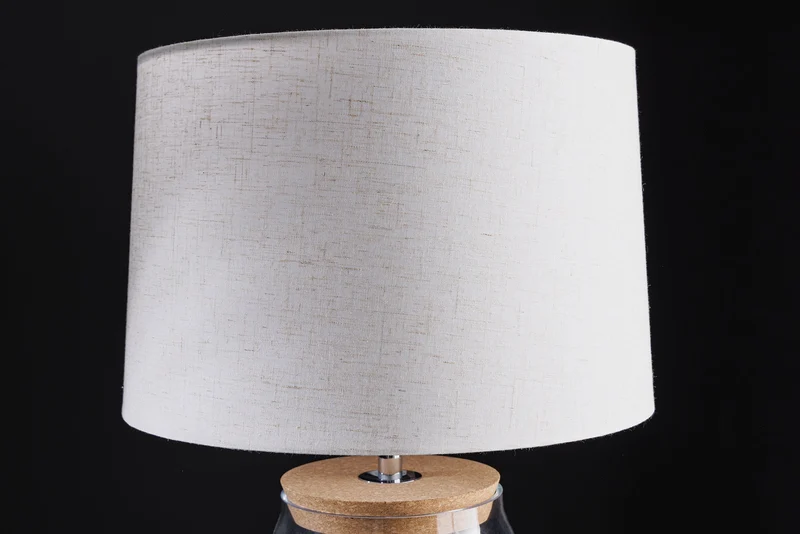 Lampe de table remplissable CLASSICO 60 cm blanc verre transparent avec abat-jour en lin