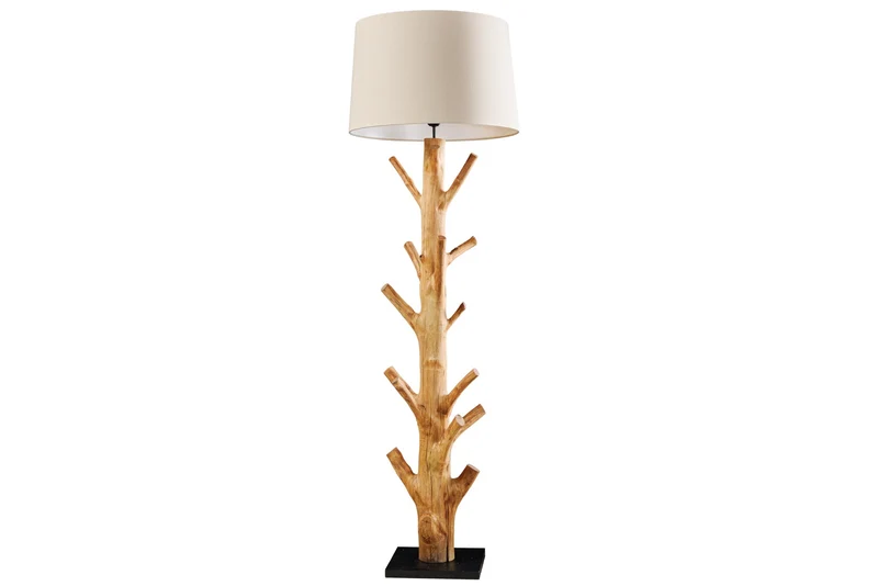 Lampadaire design TREE NATURE 180cm bois massif abat-jour lin fait main