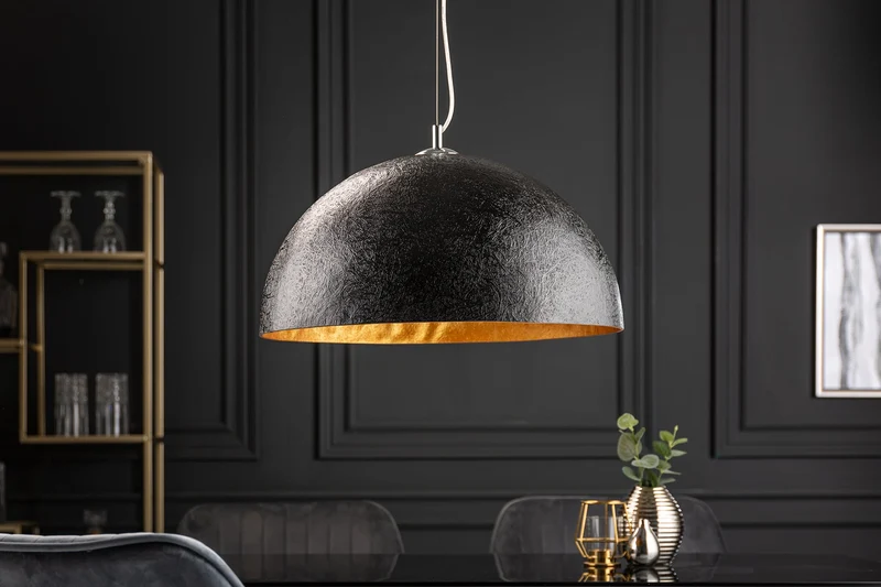 Élégant design suspension GLOW 50cm noir or lampe suspendue