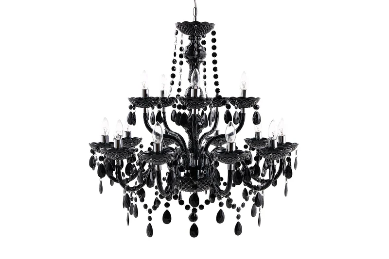 Design lustre BLACK CRYSTAL XL 80cm noir acrylique 15 bras
