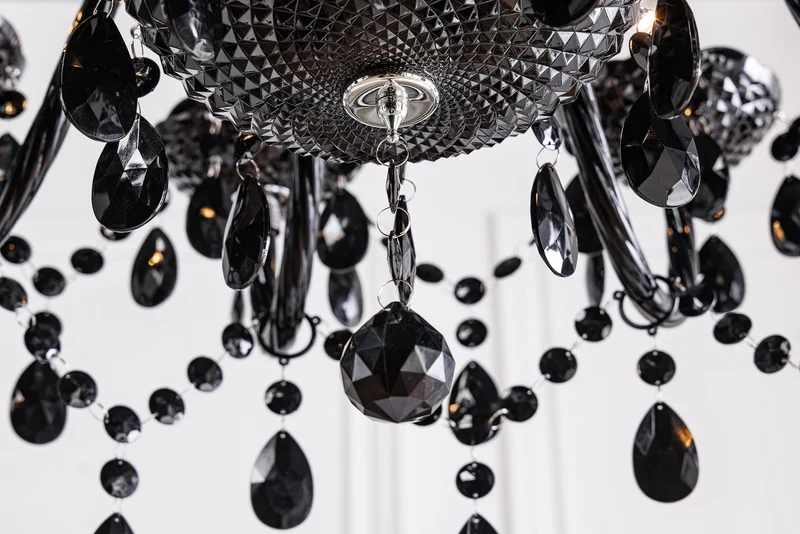 Design lustre BLACK CRYSTAL XL 80cm noir acrylique 15 bras