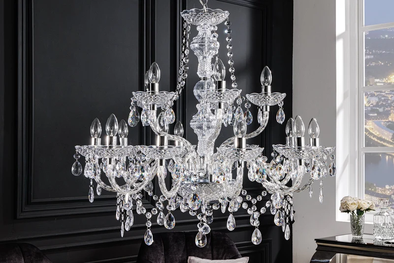 Design lustre CRYSTAL XL 80cm clair acrylique 15‑bras lustre