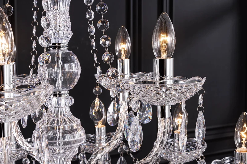 Design lustre CRYSTAL XL 80cm clair acrylique 15‑bras lustre