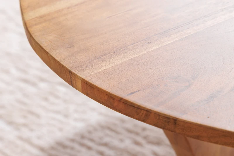 Table basse en bois massif ARCHITECTURE 70cm finition miel naturel acacia triangulaire