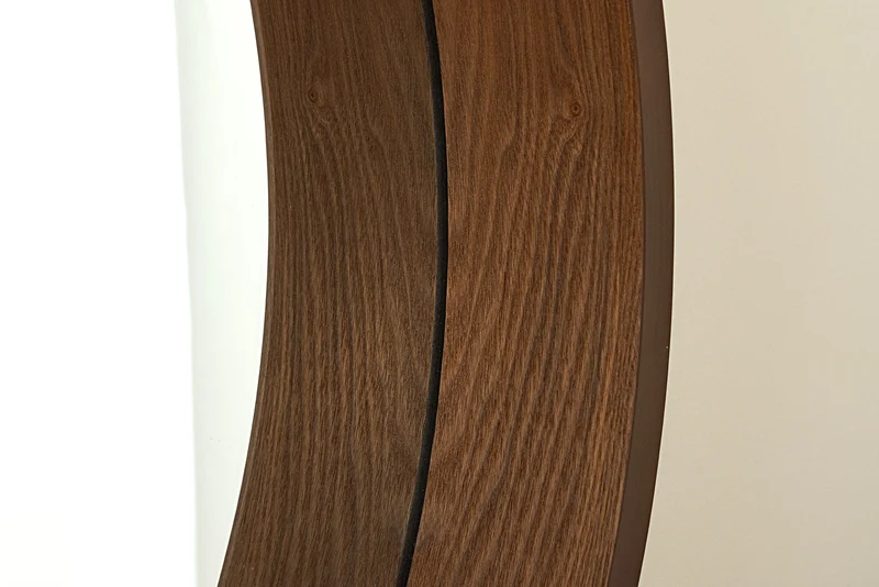 Miroir mural rond PORTRAIT 70cm marron placage de bois véritable en design noyer