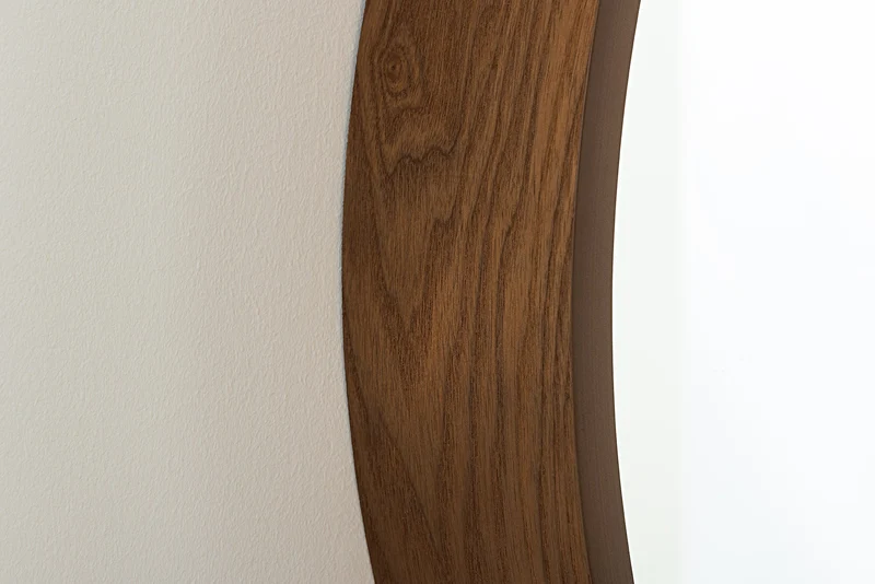 Miroir mural rond PORTRAIT 70cm marron placage de bois véritable en design noyer