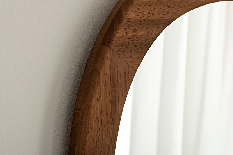 Miroir mural massif ORGANIC 120cm marron design bois de noyer