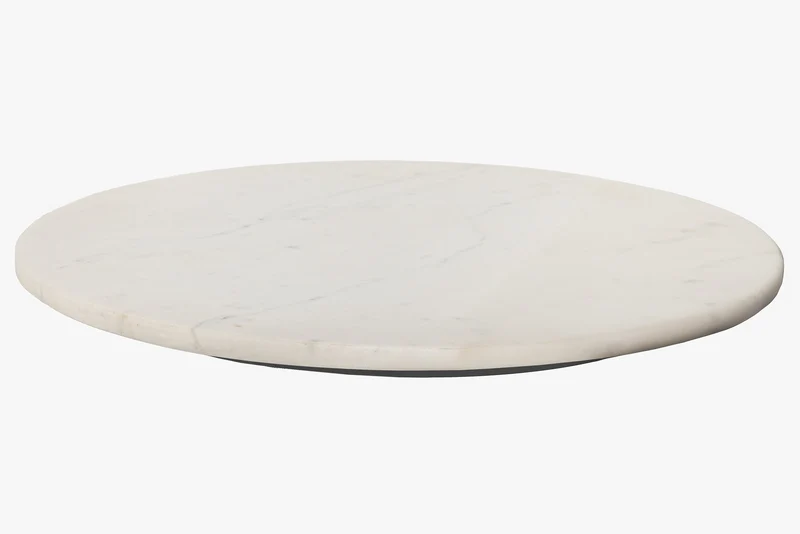 Lot de 2x Plateau tournant artisanal SERVANT 50cm blanc marbre plat décoratif rond
