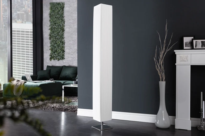Lot de 2x design moderne lampe sur pied PARIS 160cm blanc abat-jour plissé lampe sur pied