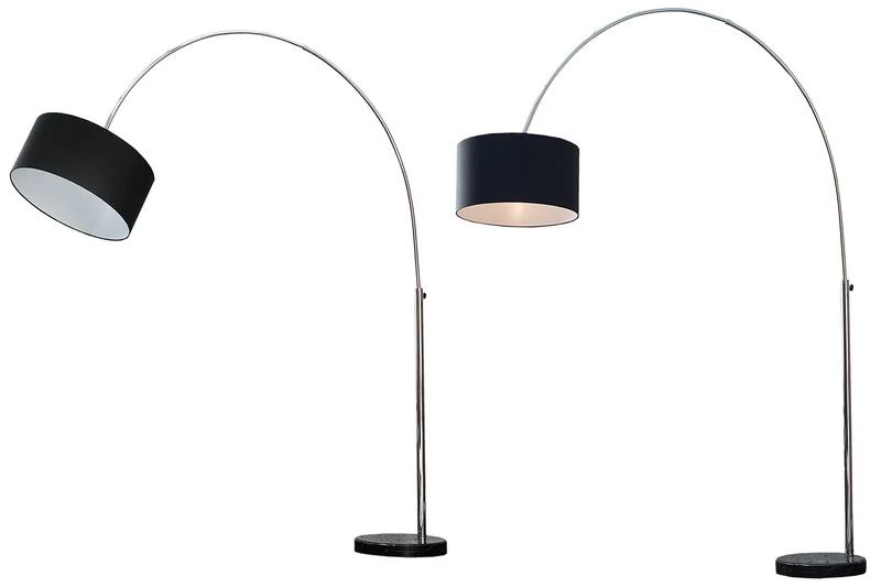 Lampe arc extensible LOUNGE DEAL 170-200cm lampadaire abat-jour en lin noir