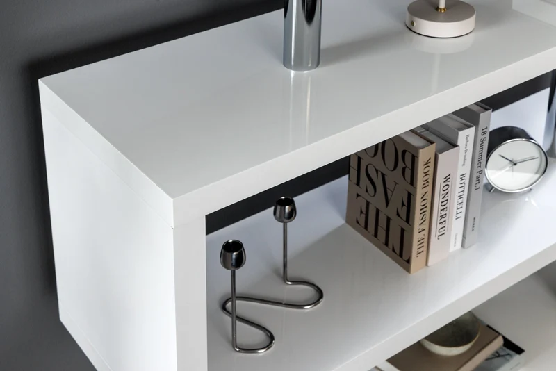 Design Regal SNAKE 165cm weiß Bücherregal Hochglanz mit fünf Böden