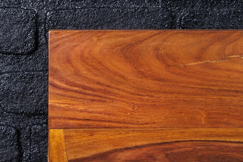 Massives Wandregal MAKASSAR 140cm braun Sheeshamholz stone finish