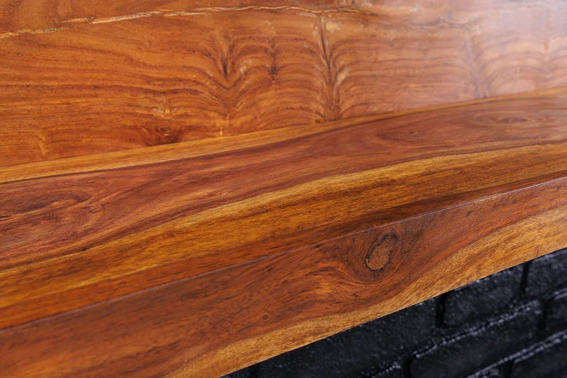 Massives Wandregal MAKASSAR 140cm braun Sheeshamholz stone finish