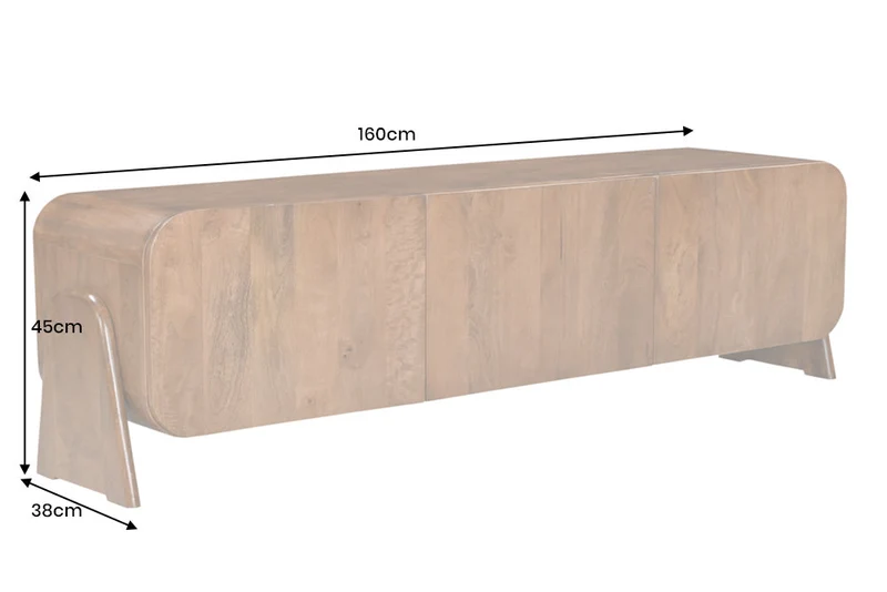 Meuble TV massif BRASIL 160cm meuble bas trois compartiments en manguier marron