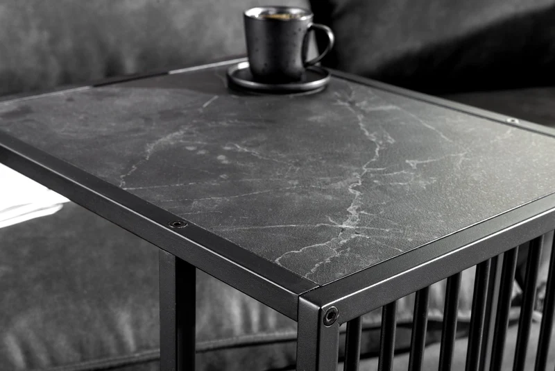 Table d’appoint moderne ARCHITECTURE 65cm table d’ordinateur portable en métal graphite