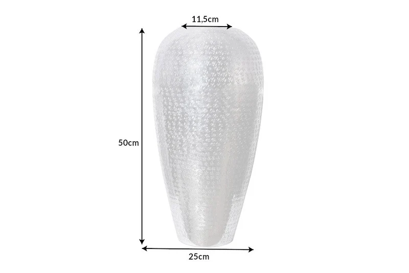 Vase élégant ORIENTAL 50cm argent au design marteau sauvage