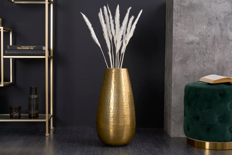 Vase élégant ORIENT 50cm doré au design marteau à grille