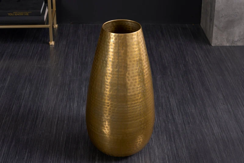 Vase élégant ORIENT 50cm doré au design marteau à grille