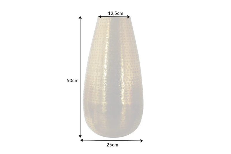 Vase élégant ORIENT 50cm doré au design marteau à grille