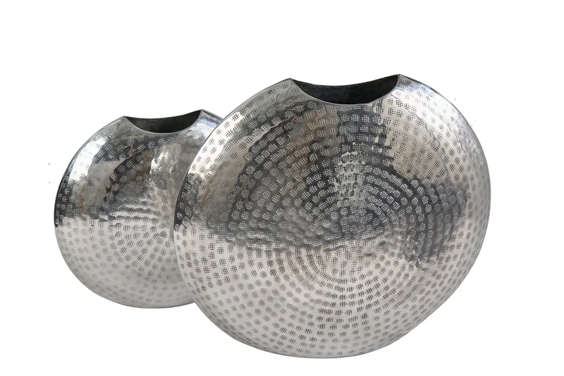 Vases élégants lot de 2 ORIENTAL 44 cm argent au design marteau à grille