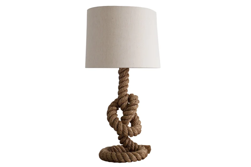 Lot de 2x Lampadaire maritime SEVEN SEAS 80cm lampe de table en corde abat-jour en lin