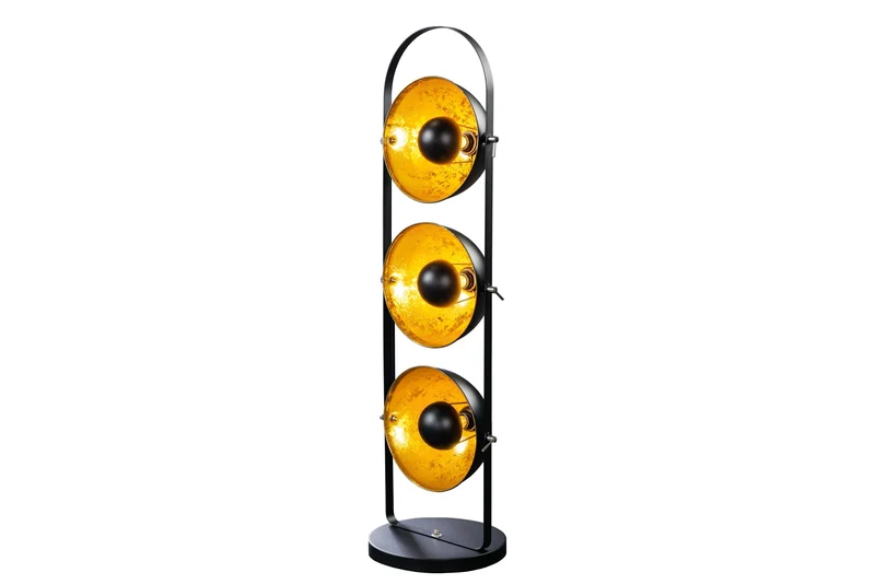 Lampadaire industriel STUDIO 130cm aspect feuille d’or noir 3 abat-jour inclinables