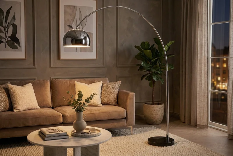 Lampe arc extensible LOUNGE DEAL 170-210cm lampadaire socle marbre chromé