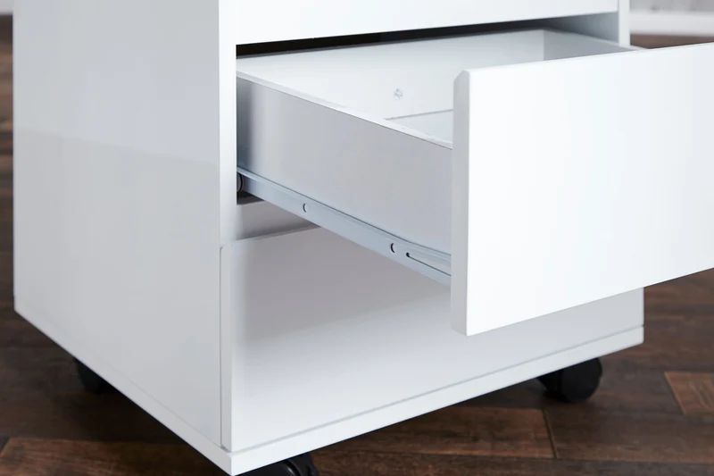 Conteneur roulant moderne BIG DEAL 45cm blanc brillant 3 tiroirs