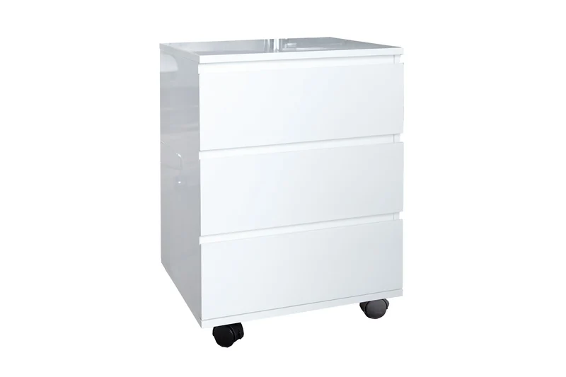 Conteneur roulant moderne BIG DEAL 45cm blanc brillant 3 tiroirs