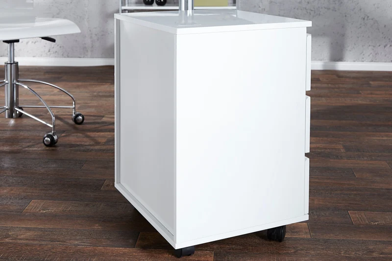 Conteneur roulant moderne BIG DEAL 45cm blanc brillant 3 tiroirs