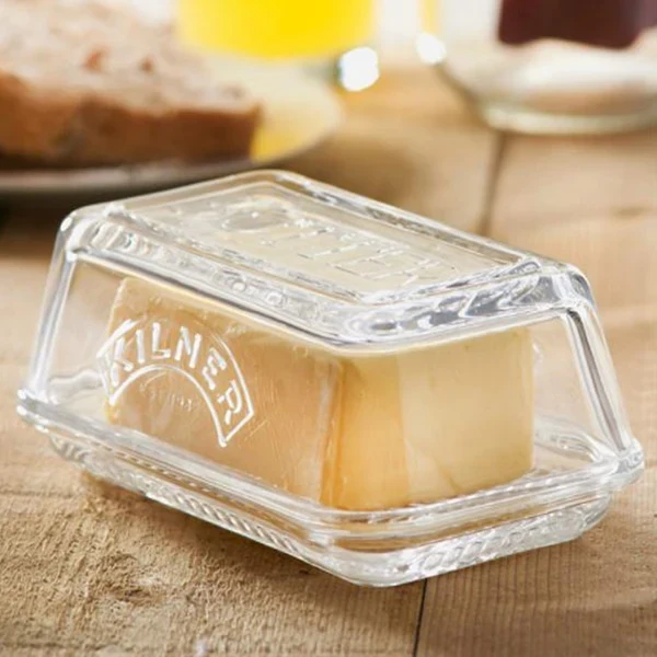 Beurrier en verre avec plat et couvercle Kilner
