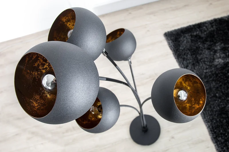 Lampadaire design élégant MAGMA 170cm lampadaire noir doré