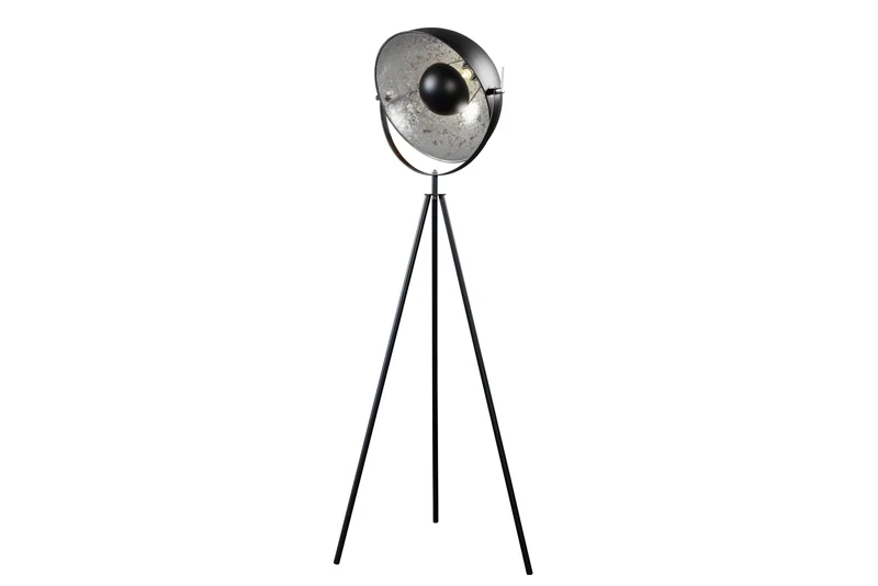 Lampadaire industriel STUDIO 150cm noir aspect feuille d’argent abat-jour inclinable
