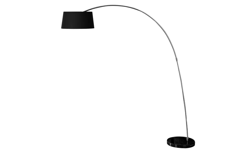 Lampe arc design FORMA 215 cm noir et or lampe sur pied avec socle en marbre
