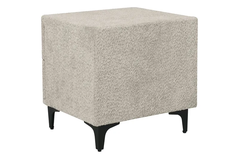 Table de chevet moderne ART DECO 45cm Bouclé grège avec tiroirs en métal noir