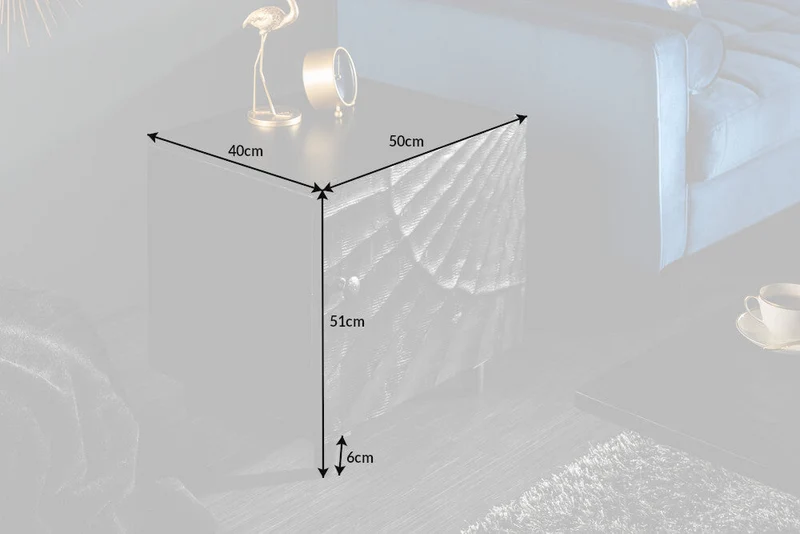 Table de chevet solide SCORPION Table d’appoint 50cm en manguier noir avec sculptures 3D