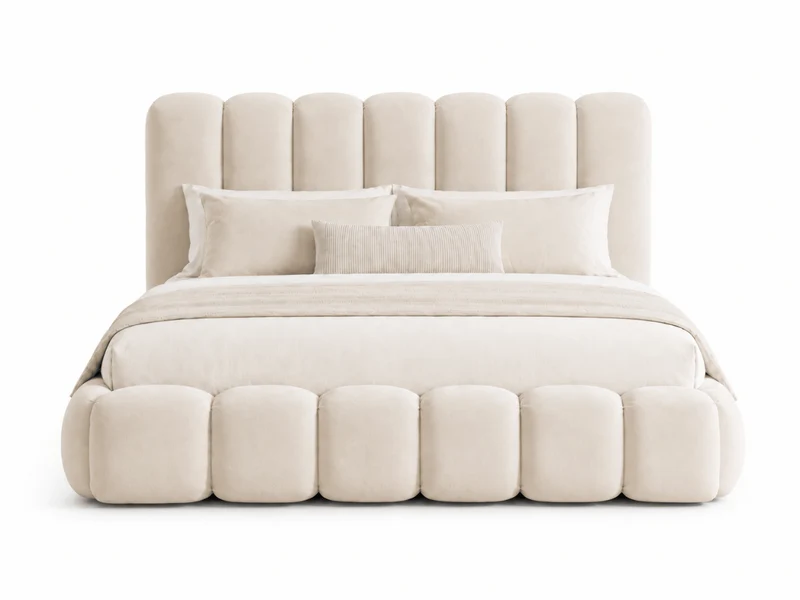 Lit coffre Romy – Design arrondi, tête de lit capitonnée & grand rangement