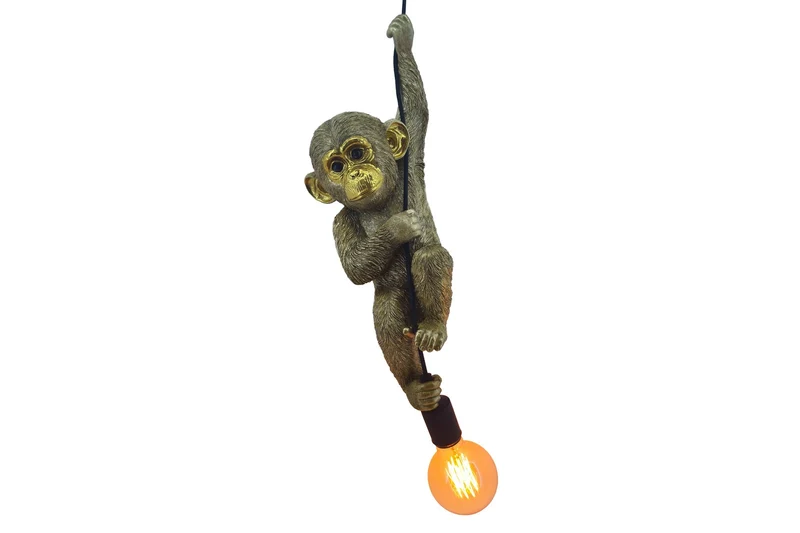 Lot de 2x Moderne suspension MONKEY 55cm gold sculpture de singe faite à la main