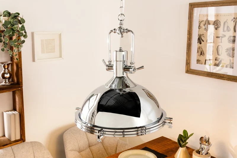 Lampe à suspension industrielle INDUSTRIELLE 45cm argent chromé design classique