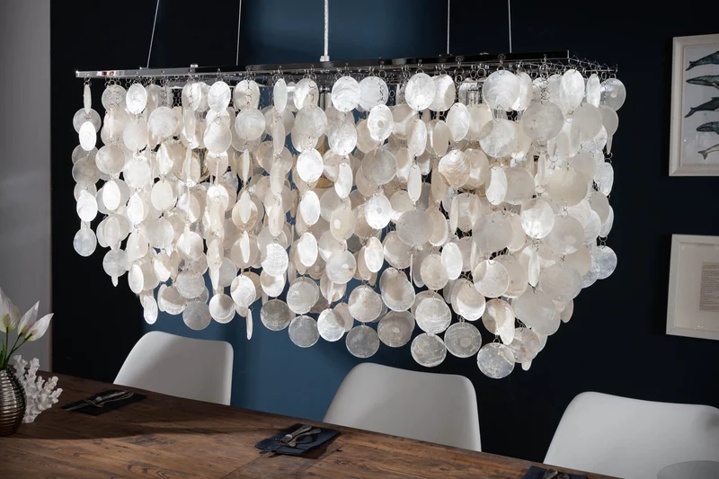 Lampe suspendue design SHELL REFLECTIONS 80 cm - coquillage nacre
