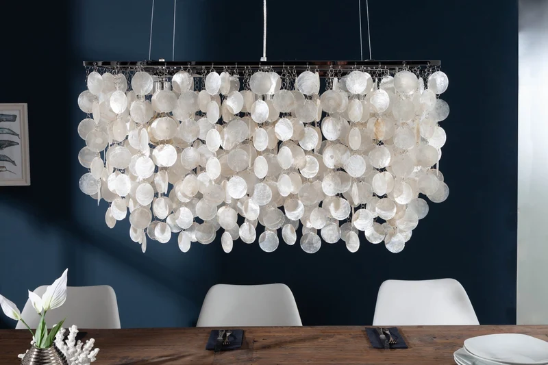 Lampe suspendue design SHELL REFLECTIONS 80 cm - coquillage nacre