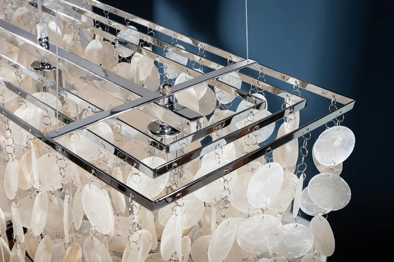 Lampe suspendue design SHELL REFLECTIONS 80 cm - coquillage nacre