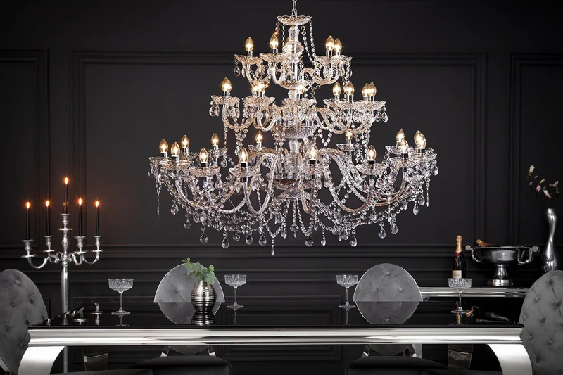 Design lustre CRYSTAL XXL 120 cm acrylique clair 30 bras lampe cristal