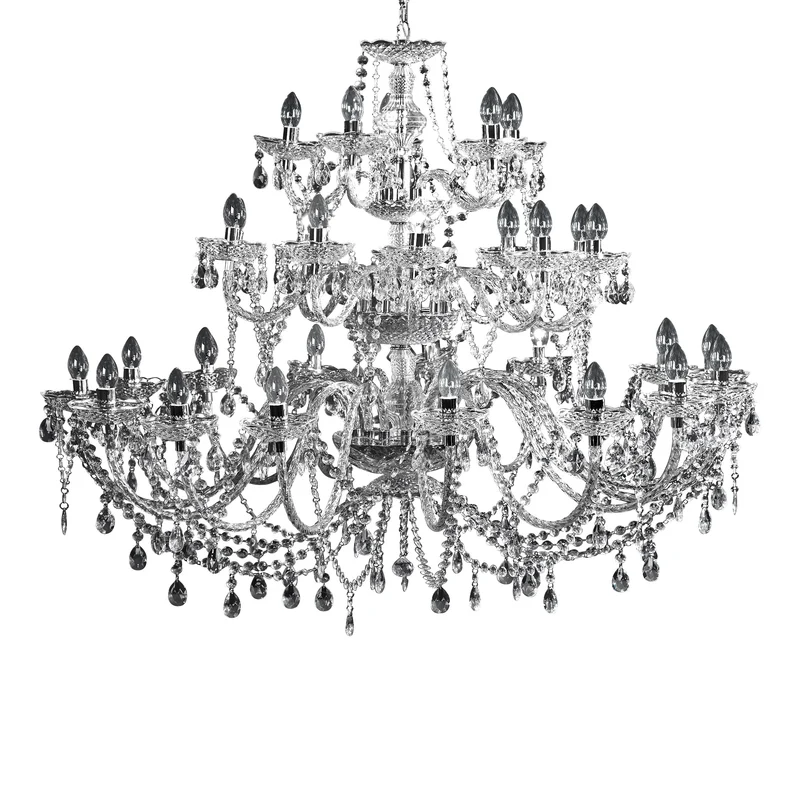 Design lustre CRYSTAL XXL 120 cm acrylique clair 30 bras lampe cristal