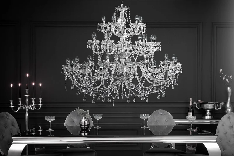 Design lustre CRYSTAL XXL 120 cm acrylique clair 30 bras lampe cristal