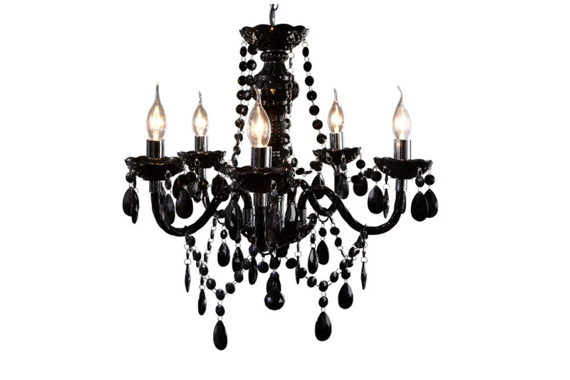 Élégant lustre BLACK CRYSTAL 55cm noir acrylique 5 bras