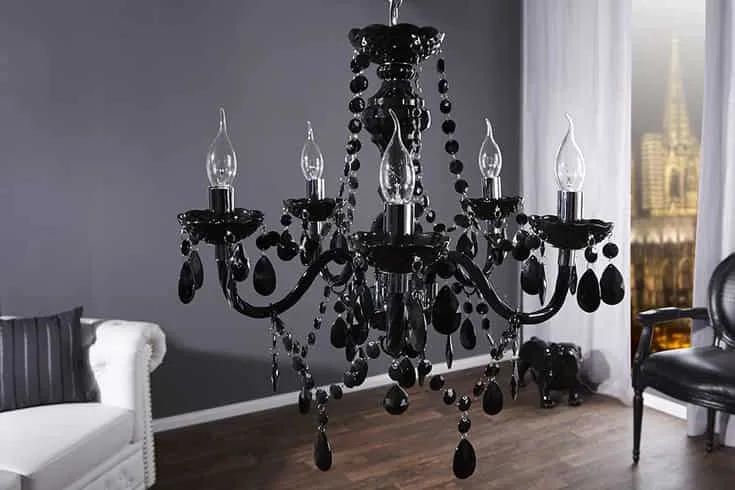 Élégant lustre BLACK CRYSTAL 55cm noir acrylique 5 bras