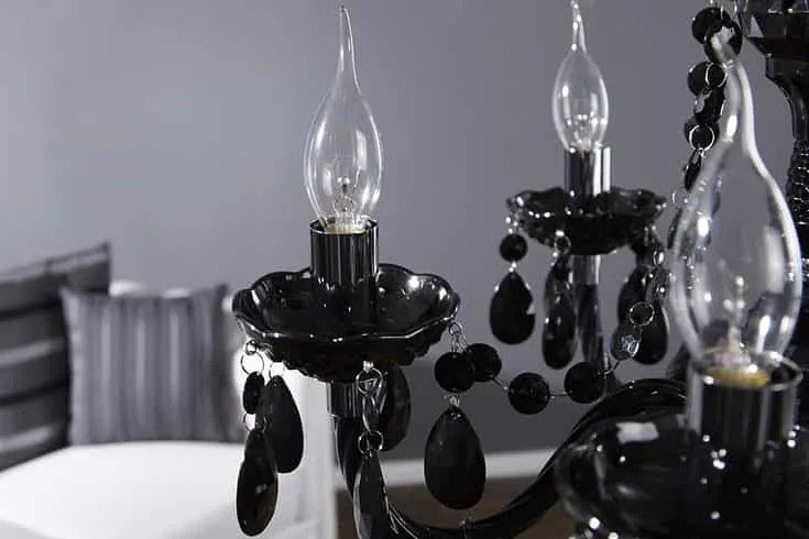 Élégant lustre BLACK CRYSTAL 55cm noir acrylique 5 bras