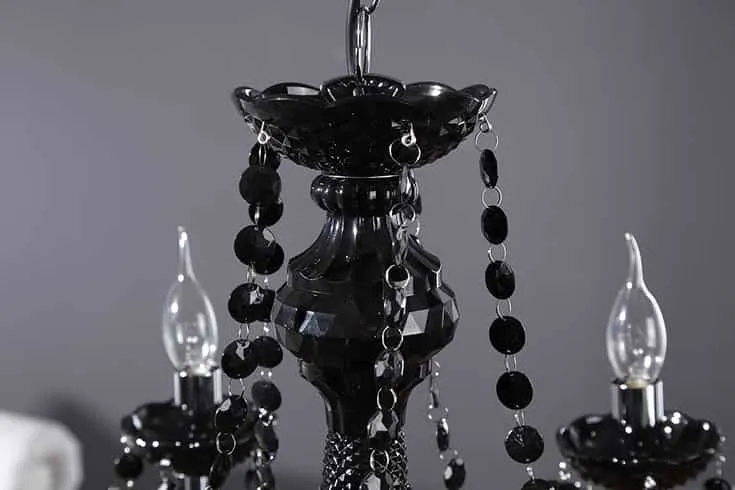 Élégant lustre BLACK CRYSTAL 55cm noir acrylique 5 bras